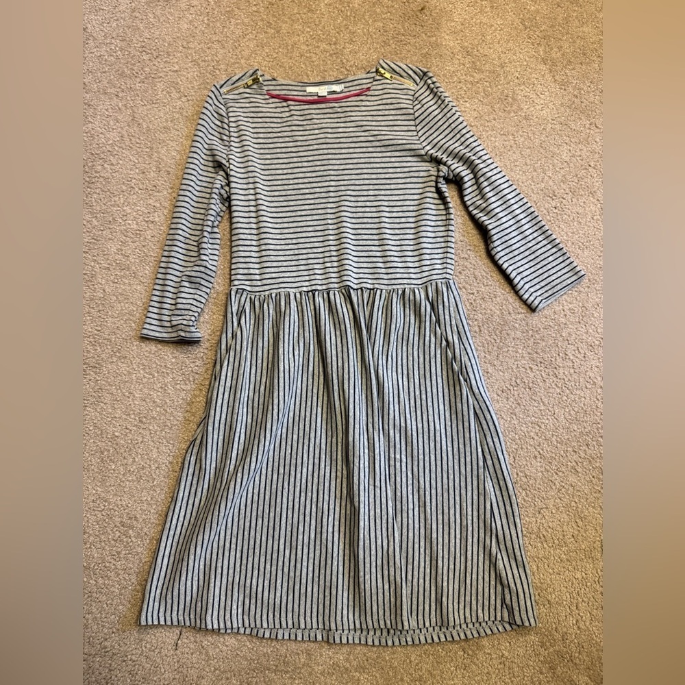 Boden Black and White Striped Dress size 10 no flaws